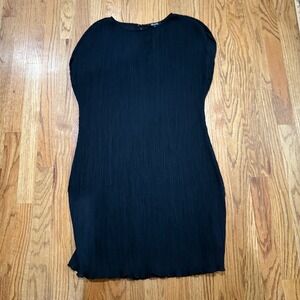 Madewell Black Pleated Cap Sleeve Sheath Dress NM519 Size 10